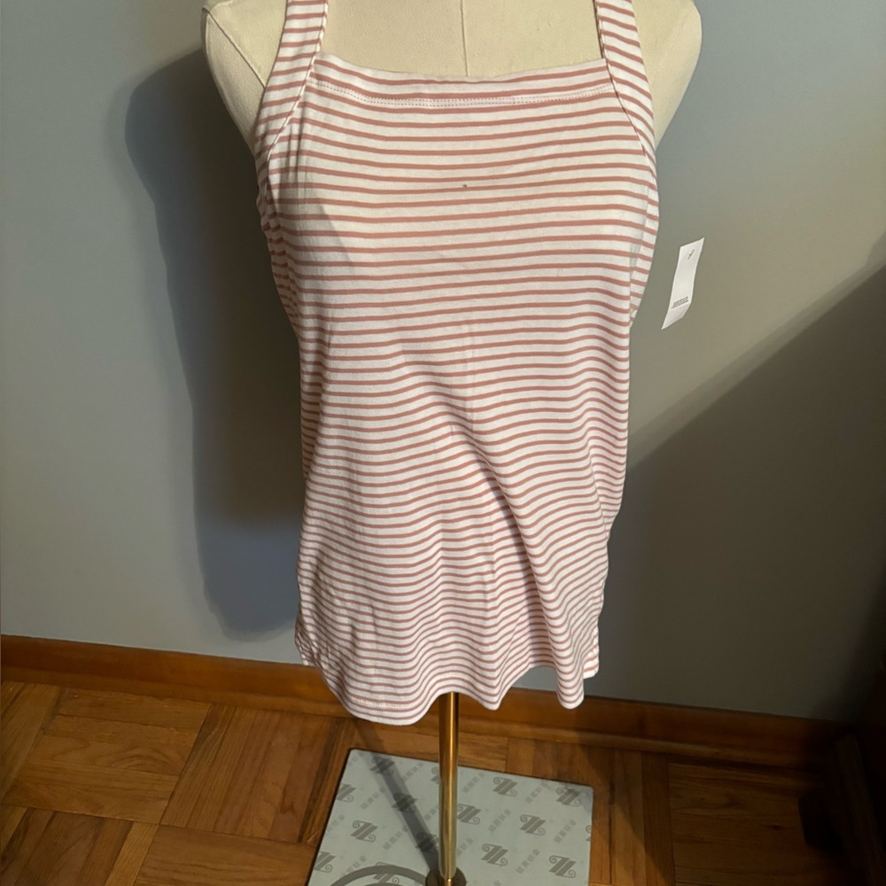 Ann Taylor Loft Stripped Square Neck Tank Top